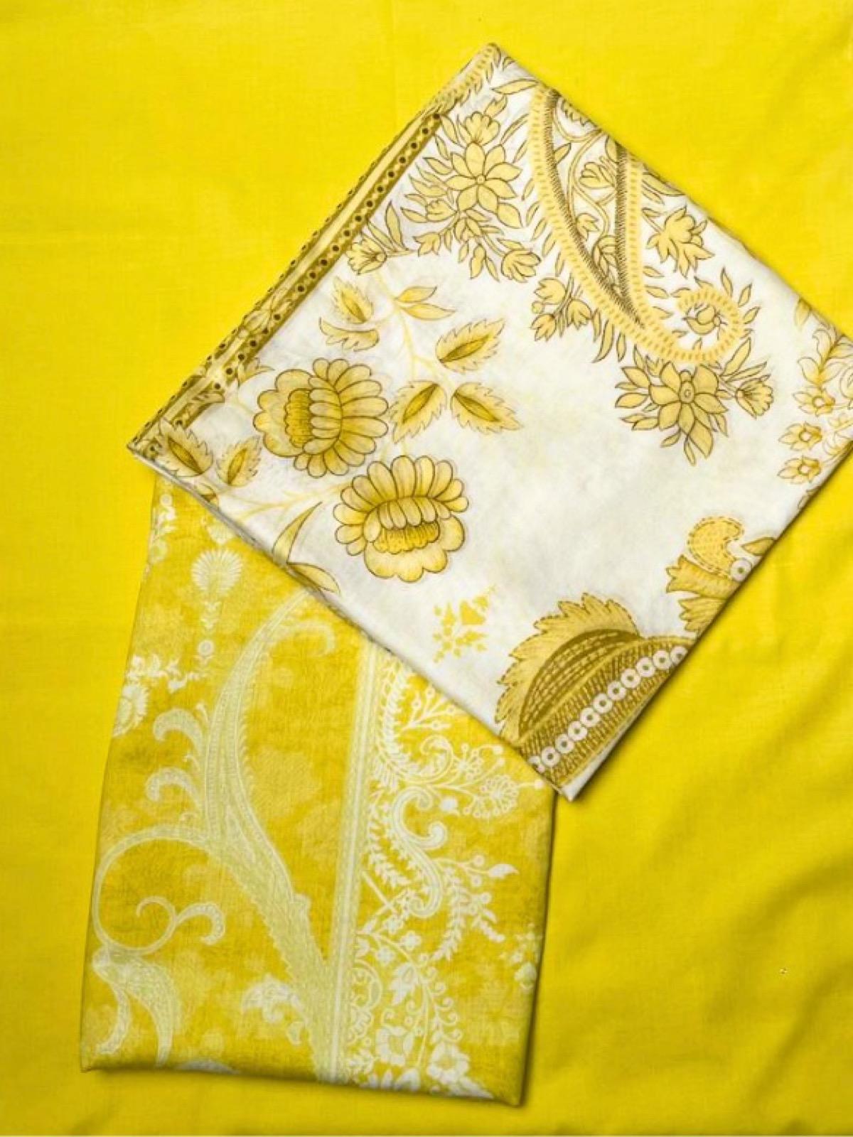 Safa Noor Yellow Unstitched Suit